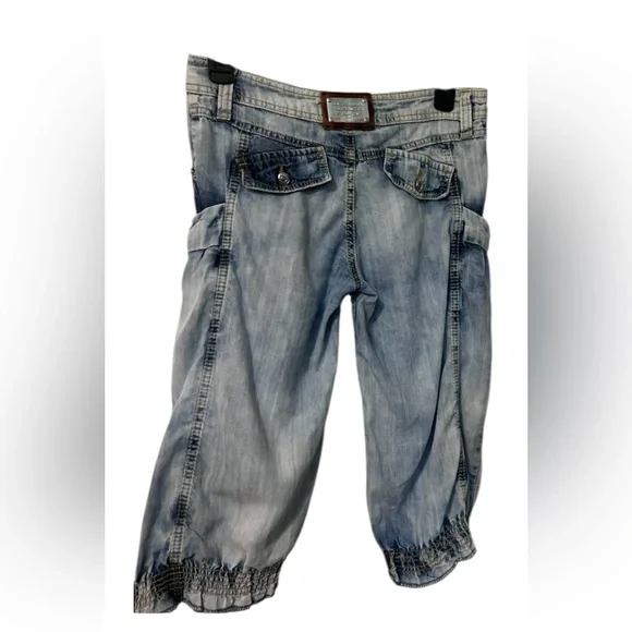 Dolce & Gabbana Vintage Half Pants Cargo Crop Jeans Chambray Acid Wash Size 27